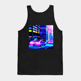 Cyberpunk car chase  in synthwave city Tank Top